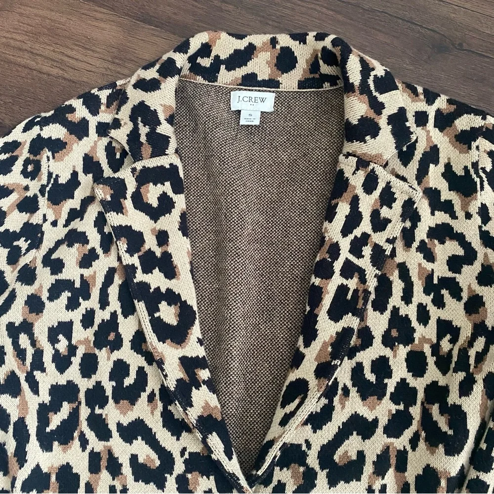 J. Crew Animal  Print 100% Cotton Sweater Blazer S